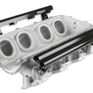 HOLLEY ULTRA LO-RAM MANIFOLD BASE AND FUEL RAILS DUAL FUEL INJECTOR GM LS3/L92 Dual Injector manifold and fuel rails-Satin Finish  Part #  300-673