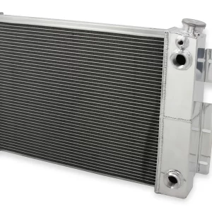 FROSTBITE ALUMINUM RADIATOR, W/ GM LS SWAP- 3 ROW Direct Fit for 1967-1969 Camaro/Firebird with 20.75" Wide Crossflow conversion radiator for GM LS Swap - Also fits for 1962-1967 GM "X" Body, and 1964-1967 Chevelle with 20-3/4" wide core for GM LS Swap 4.7/5.3/6.0/6.2/7.0L (3-Row)   Cooling Row Diameter - 11/16"    Core Dimension - 17 x 20-3/4    Core Thickness - 2.20"    Hose Location Inlet - Passenger    Hose Location Outlet - Passenger    Inlet Size - AN Bungs    Mounting Type - Flanges    Outlet Size - AN Bungs    Overall Dimension - 18-1/2 x 26    Rows - 3    Transcooler Provision - No Part #  FB300
