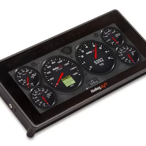 HOLLEY EFI 6.86" PRO DASH The Holley EFI 6.86" Pro Dash is customizable with a variety of gauge and indicator screens that can be programmed to display any parameter you need from a Holley EFI system. It also includes an integrated ten LED shift light as well as two LED's on the top left and two on the top right that can be programmed as desired.  Part #  553-112