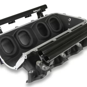 HOLLEY EFI ULTRA LO-RAM MANIFOLD BASE AND FUEL RAILS DUAL FUEL INJECTOR GM LS3/L93 Front-feed Dual Injector manifold and fuel rails-Black Finish  Part #  300-673BK