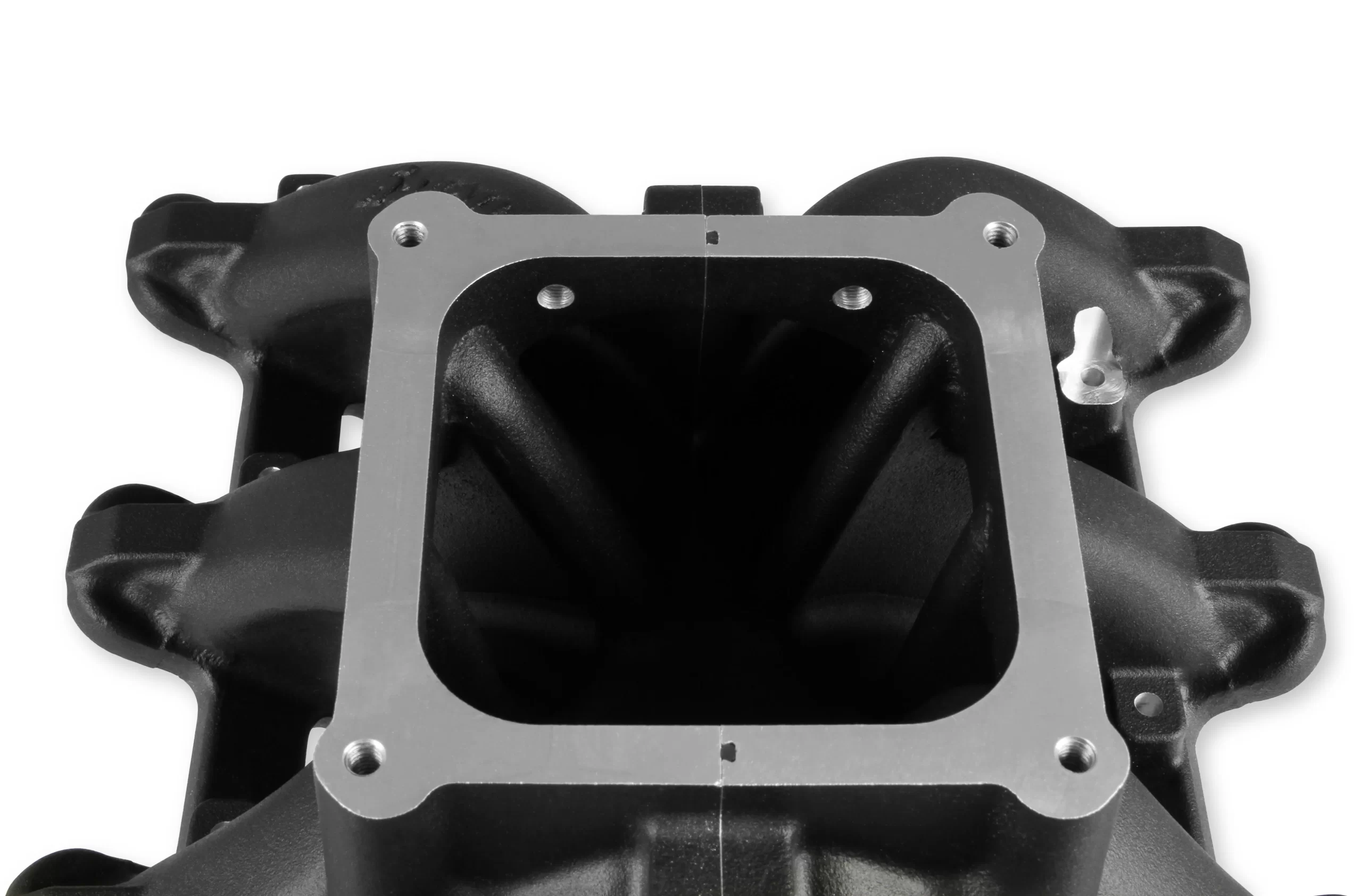 HOLLEY SINGLE PLANE 4500 CARBURETED SPLIT-DESIGN RACE INTAKE MANIFOLD- GM LS1/LS2/LS6 Split-Design Race Intake Manifold- GM LS1/LS2/LS6 Carbureted with Black Finish Part # 300-295BK - Image 2