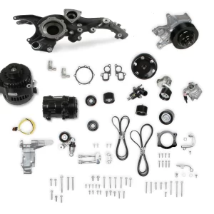 HOLLEY PREMIUM MID-MOUNT COMPLETE ACCESSORY SYSTEM FOR GM GEN V LT5 DRY SUMP ENGINES-BLACK FINISH Complete GM Gen V LT5 Accessory Drive System w/ Alt, P/S, A/C, Water Pump, Belts, and hardware. Black Finish  Part #  20-230BK
