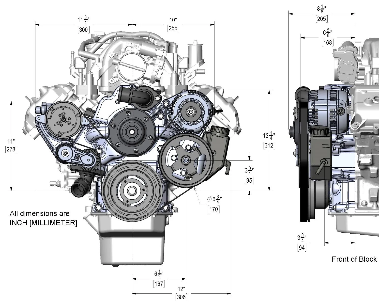 HOLLEY BLACK MID-MOUNT COMPLETE ACCESSORY SYSTEM Gen III Hemi Engine - VVT - Fits 2009 & Up 5.7L & 2011 & Up 6.4L Engines - Black Finish - Factory Style Damper Damper Style - Cast Damper Engine - Gen III Hemi - VVT Finish - Black Part # 20-291BK - Image 3
