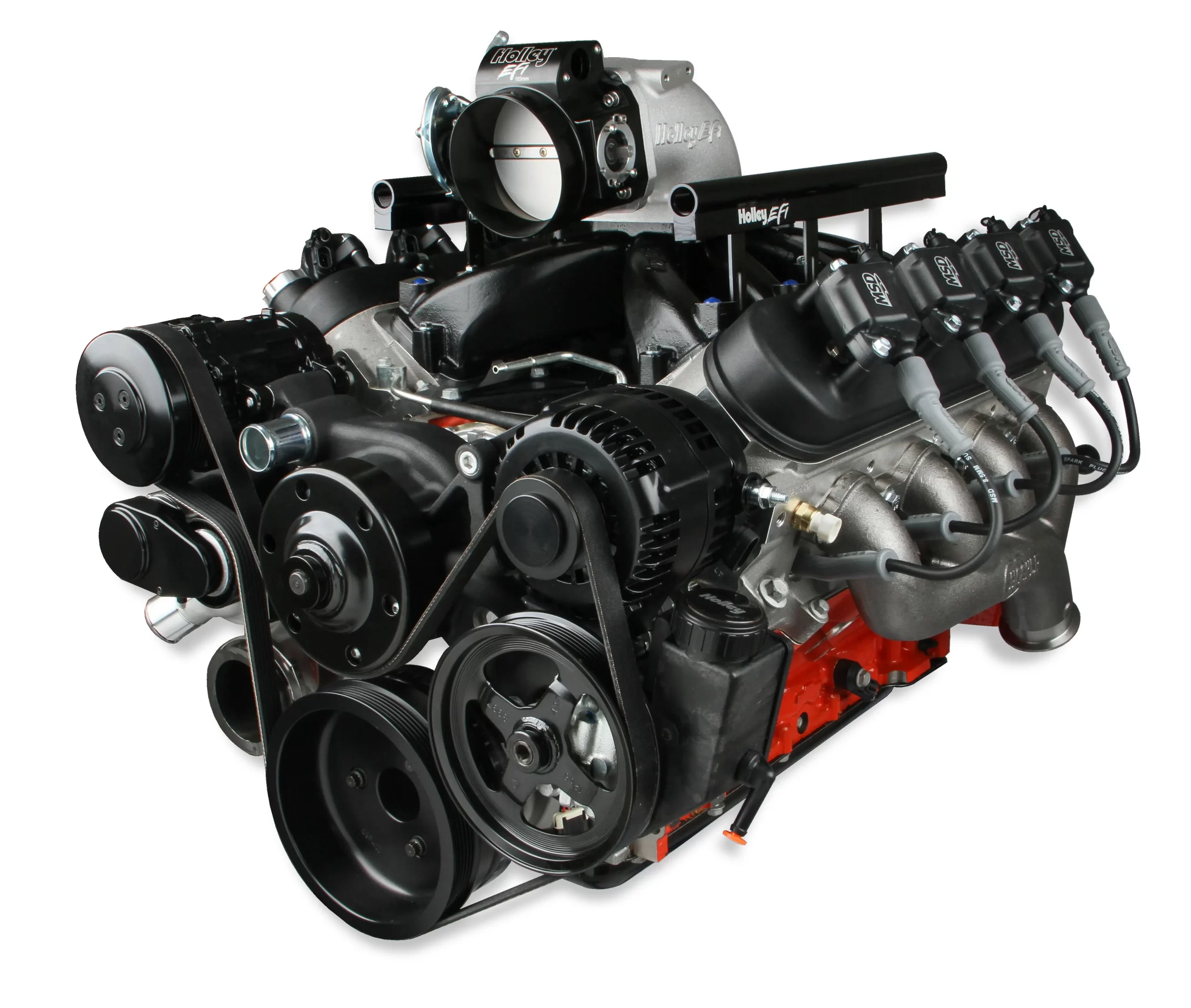 HOLLEY PREMIUM BLACK MID-MOUNT COMPLETE ACCESSORY SYSTEM FOR LT ENGINES Complete GM Gen V LT Accessory Drive System w/ Alt, P/S, A/C, Water Pump, SFI certified damper w/hard anodized billet crank pulley, Belts, and crankshaft damper. Damper Style - SFI Certified Finish - Black Part # 20-200BK - Image 6