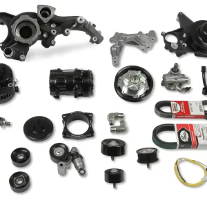 HOLLEY PREMIUM MID-MOUNT COMPLETE ACCESSORY SYSTEM FOR GM GEN V LT4 DRY SUMP ENGINES Complete GM Gen V LT4 Accessory Drive System w/ Alt, P/S, A/C, Water Pump, Belts, and hardware. Black finish  Part #  20-221BK