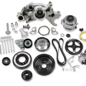 HOLLEY PREMIUM MID-MOUNT RACE ACCESSORY SYSTEM GEN V LT Engine Drive includes Alternator, P/S Pump, Tensioner, SFI certified damper w/hard anodized billet crank pulley, Belt, & Pulleys   Finish - Cast    Power Steering Pump Included - Yes Part #  20-201