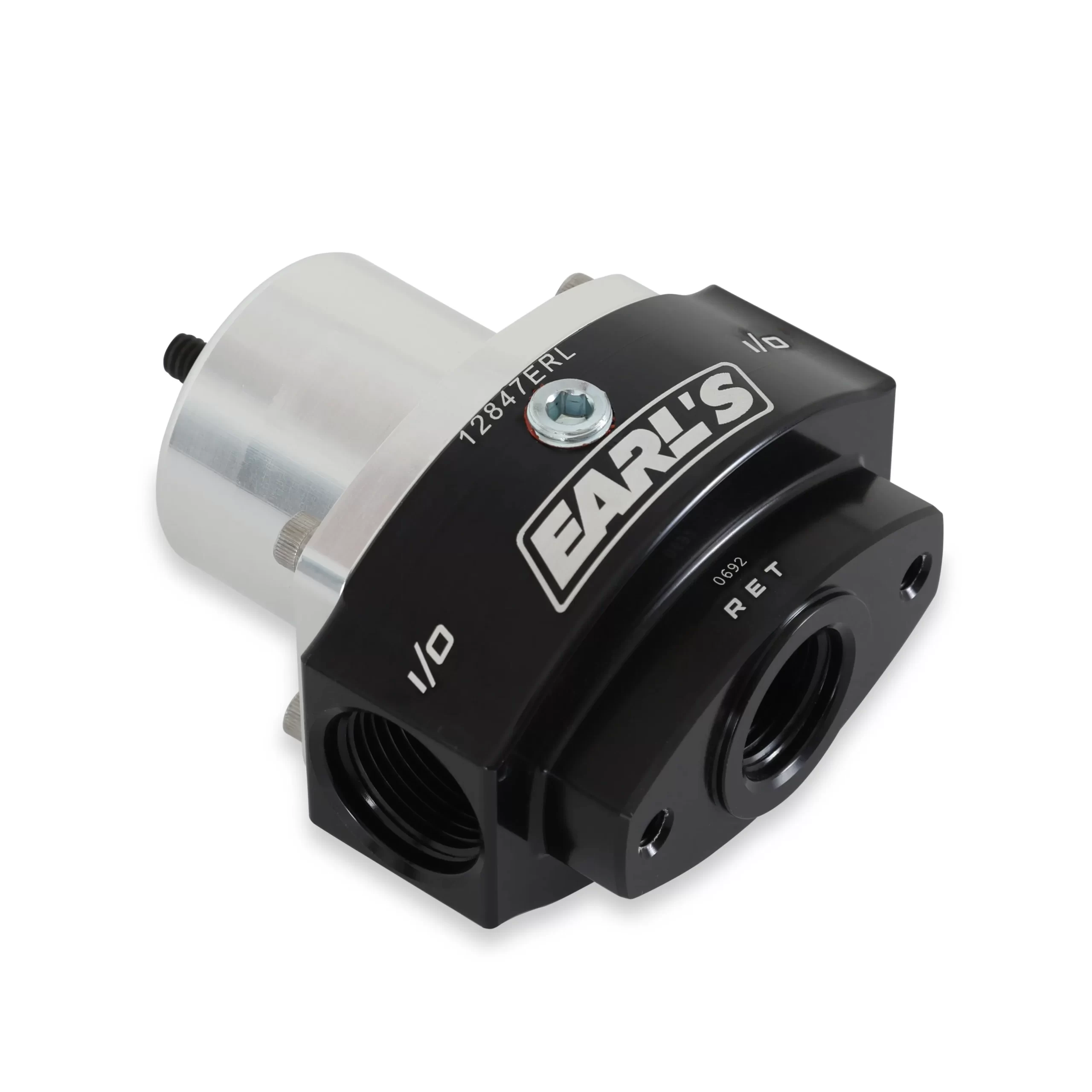 EARL'S BILLET CARBURETED BY-PASS FUEL PRESSURE REGULATOR Hot Street/Race Carbureted Applications Two Port Adjustable from 4.5 to 9 PSI Part # 12847ERL - Image 2