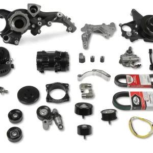 HOLLEY PREMIUM MID-MOUNT COMPLETE ACCESSORY SYSTEM FOR GM GEN V LT4 WET SUMP ENGINES- BLACK FINISH Complete GM Gen V LT4 Accessory Drive System w/ Alt, P/S, A/C, Water Pump, Belts, and hardware.  Part #  20-220BK