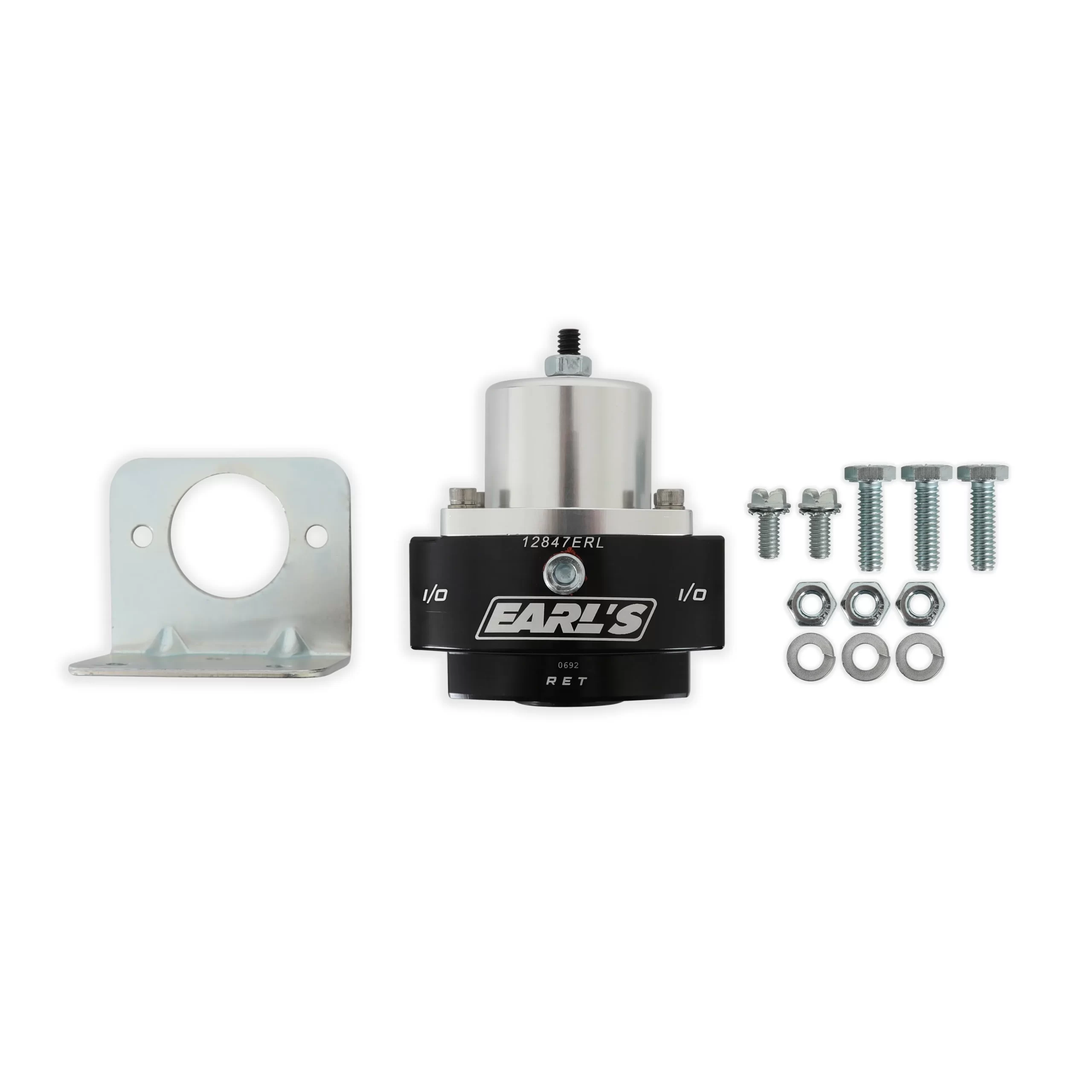 EARL'S BILLET CARBURETED BY-PASS FUEL PRESSURE REGULATOR Hot Street/Race Carbureted Applications Two Port Adjustable from 4.5 to 9 PSI Part # 12847ERL
