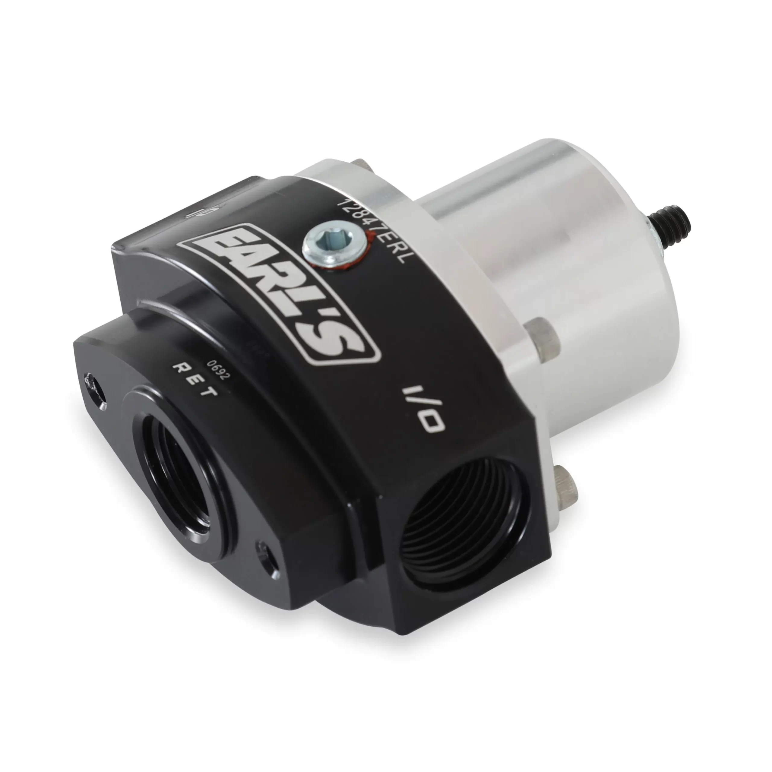 EARL'S BILLET CARBURETED BY-PASS FUEL PRESSURE REGULATOR Hot Street/Race Carbureted Applications Two Port Adjustable from 4.5 to 9 PSI Part # 12847ERL - Image 4