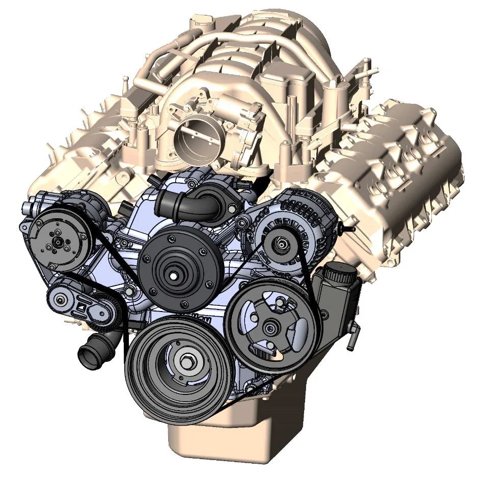 HOLLEY BLACK MID-MOUNT COMPLETE ACCESSORY SYSTEM Gen III Hemi Engine - VVT - Fits 2009 & Up 5.7L & 2011 & Up 6.4L Engines - Black Finish - Factory Style Damper Damper Style - Cast Damper Engine - Gen III Hemi - VVT Finish - Black Part # 20-291BK - Image 7