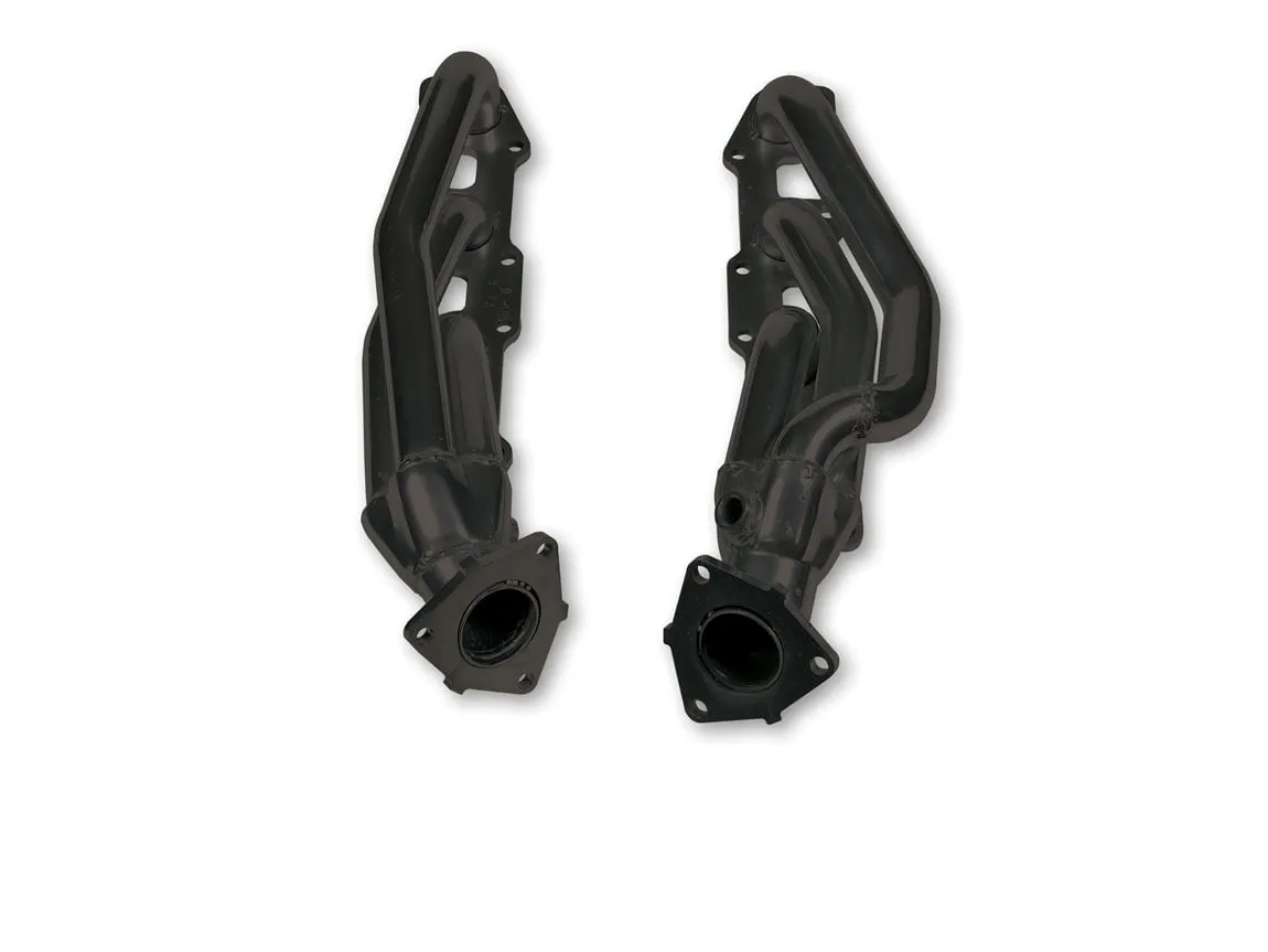 FLOWTECH SHORTY HEADERS - BLACK PAINTED 2000-2004 Toyota Tundra, 2001-2003 Sequoia, 2WD & 4WD: 4.7L V8, Tube Size 1.5" O.D., Collector Size 2.5" O.D., Collector Length 6" Part # 91730FLT