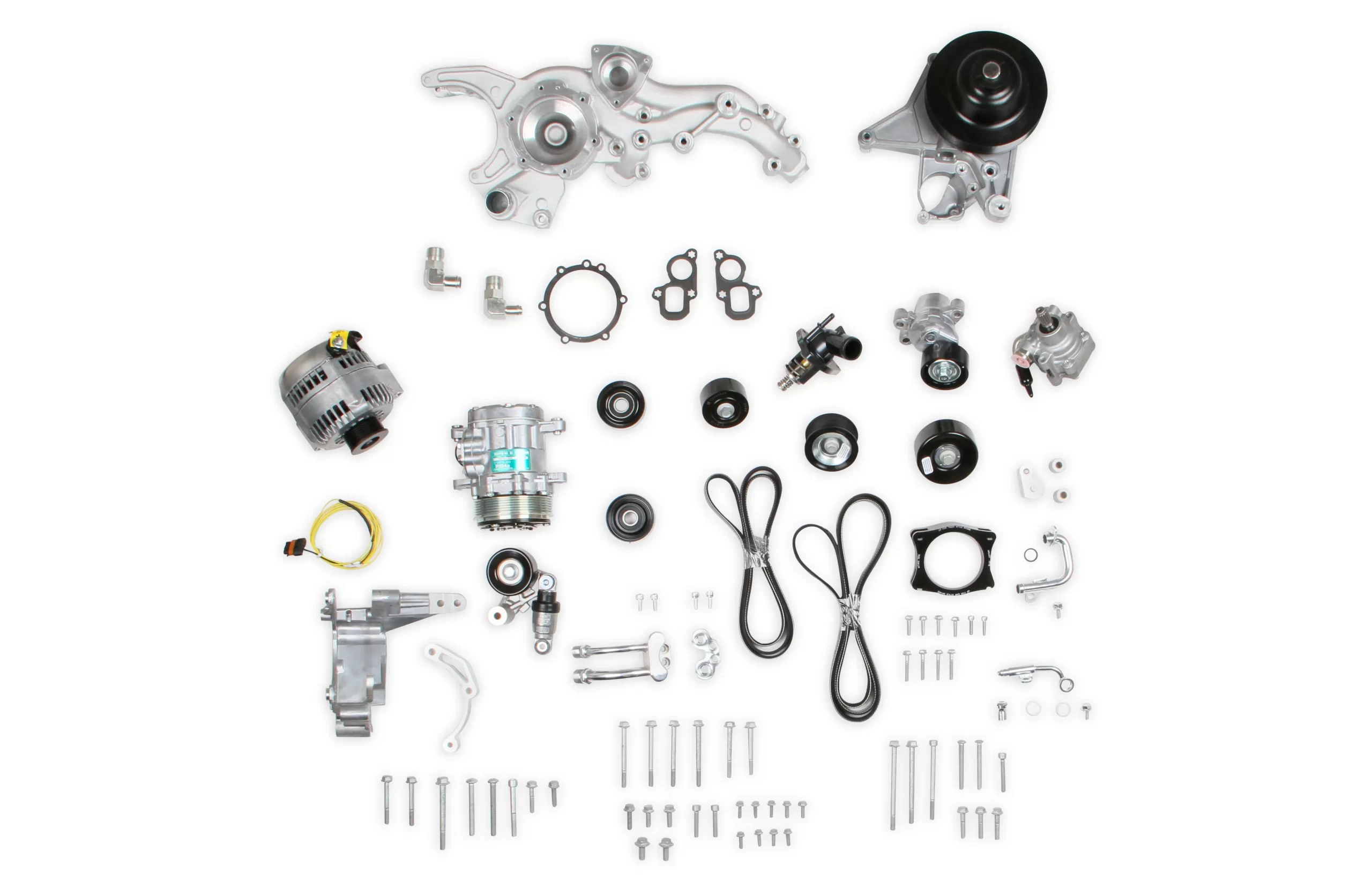 HOLLEY PREMIUM MID-MOUNT COMPLETE ACCESSORY SYSTEM FOR GM GEN V LT4 WET SUMP ENGINES Complete GM Gen V LT4 Accessory Drive System w/ Alt, P/S, A/C, Water Pump, Belts, and hardware. Part # 20-220 - Image 8