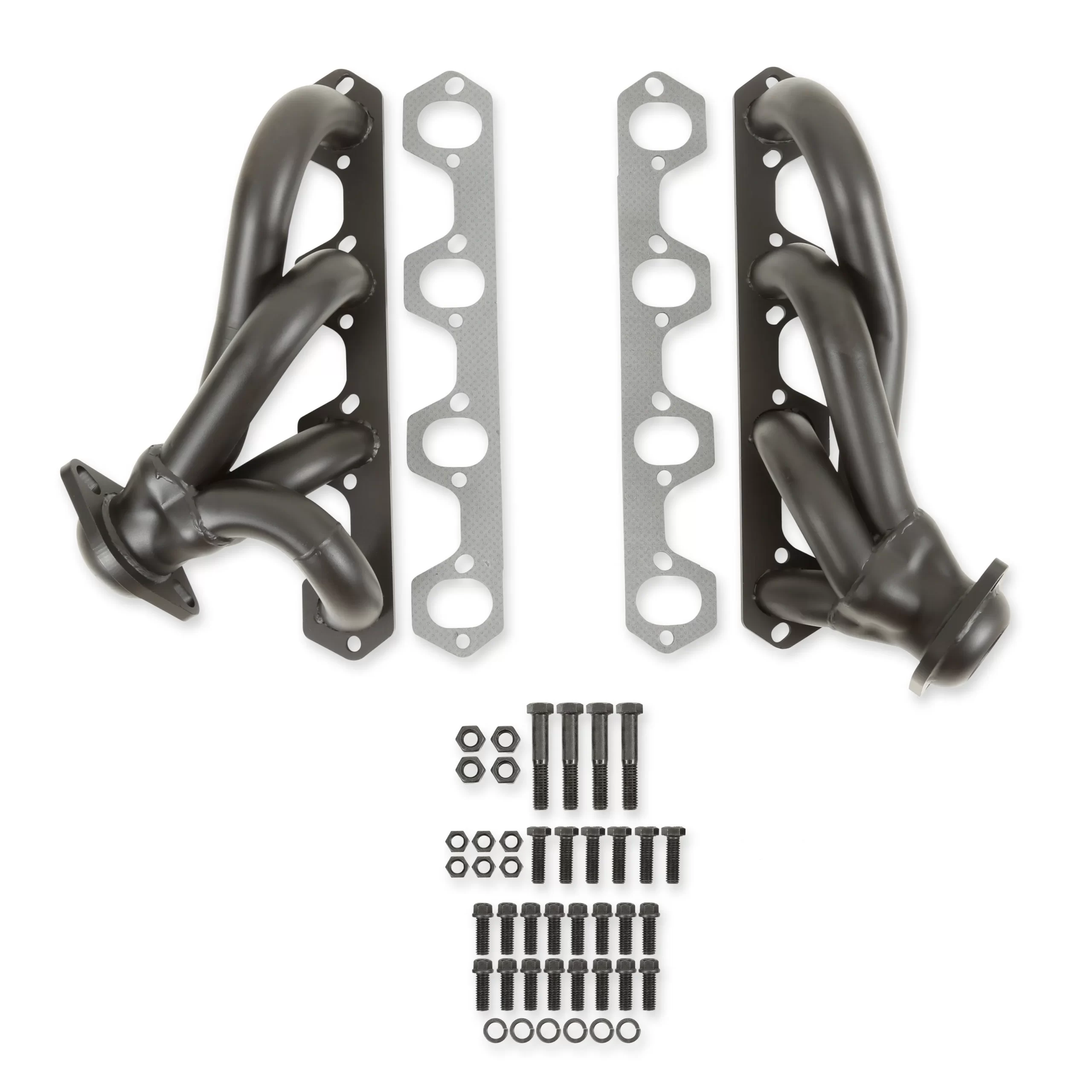 FLOWTECH SHORTY HEADERS - BLACK PAINTED 1987-1995 Ford F-150/250/Bronco, 2WD & 4WD: 5.0L, Tube Size 1.5"; Black Paint; 50-State Legal header CARB EO #D-115-17. Part # 91627FLT