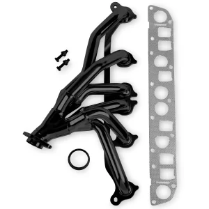 FLOWTECH SHORTY HEADER - BLACK PAINTED 1991-1999 Jeep Wrangler YJ/TJ 4WD I6-4.0L; Tube Size 1-5/8" O.D.; Black Paint  Part #  92002FLT