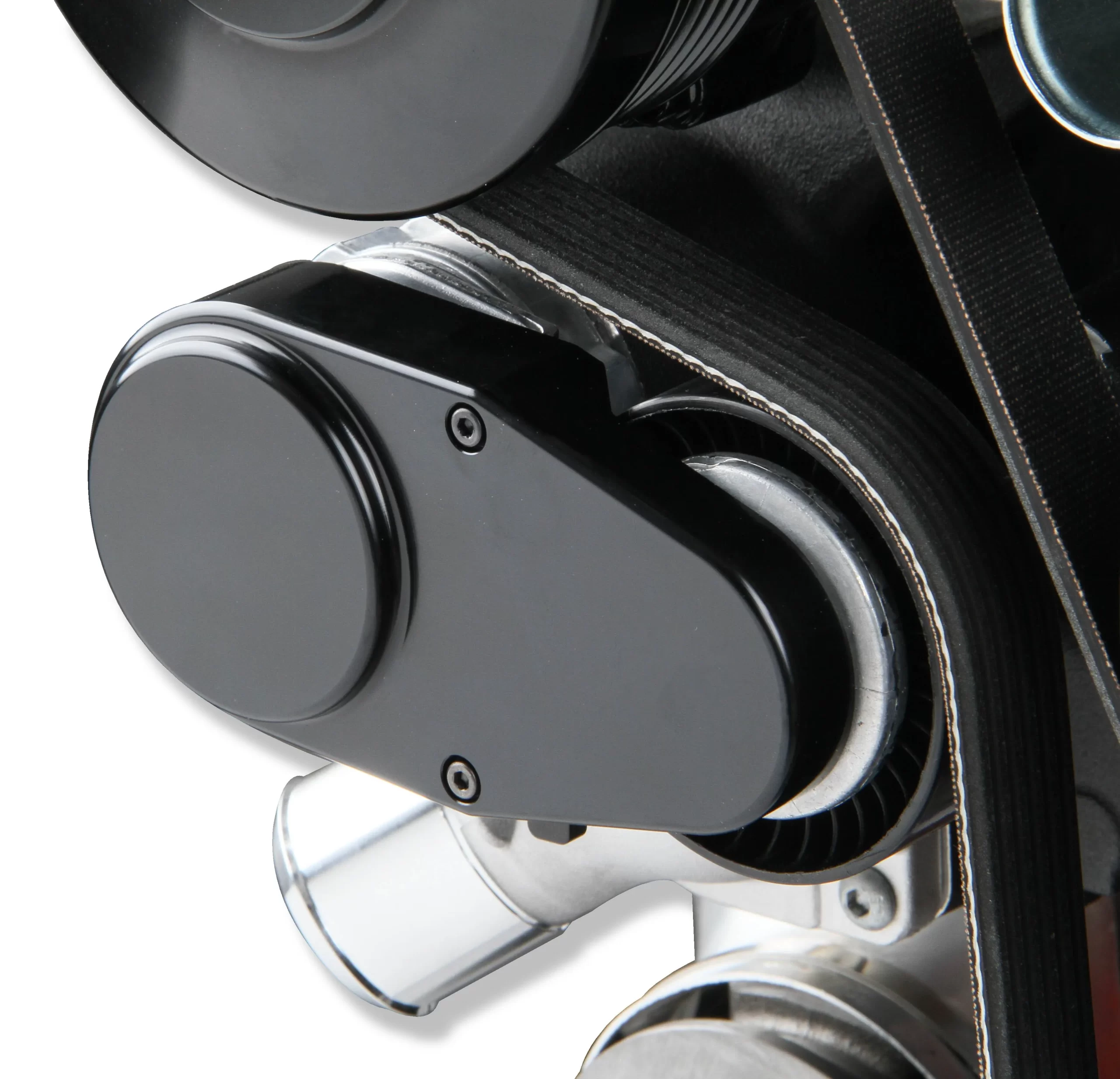 HOLLEY PREMIUM BLACK MID-MOUNT COMPLETE ACCESSORY SYSTEM FOR LT ENGINES Complete GM Gen V LT Accessory Drive System w/ Alt, P/S, A/C, Water Pump, SFI certified damper w/hard anodized billet crank pulley, Belts, and crankshaft damper. Damper Style - SFI Certified Finish - Black Part # 20-200BK - Image 9