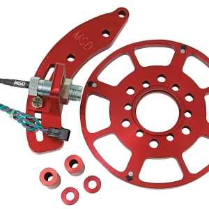 MSD CRANK TRIGGER WHEEL KIT - FLYING MAGNET - PONTIAC V8 Crank trigger kit for use with MSD 6/7/8-Series Ignition - Red   Color - Red    Diameter - 7"    Make - Pontiac/Oldsmobile    Sensor Type - Magnetic Part #  8650