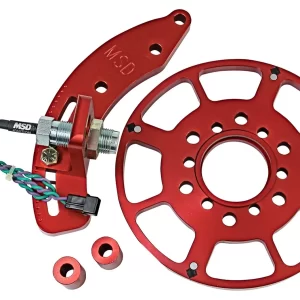 MSD CRANK TRIGGER WHEEL KIT - FLYING MAGNET - CHRYSLER SMALL BLOCK - 7.25 IN. 273-360ci - Use with MSD 6/7/8 Series Ignition - Red   Color - Red    Diameter - 7.25"    Make - Chrysler    Sensor Type - Magnetic Part #  8633
