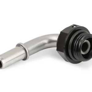 EARL'S FUEL RAIL & FUEL MODULE QUICK CONNECT -8 AN O-Ring Port Male to 3/8" Tube OE (original equipment) Style - Stainless Steel & Black Aluminum Construction. Ideal for Use w/ Stock Fuel Hose & Billet Aluminum Fuel Rails, Fuel Filters, or Fuel Module.  Part #  935086ERL