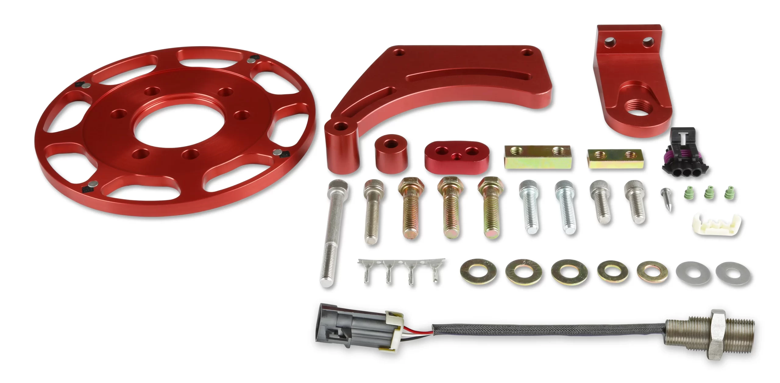 MSD CRANK TRIGGER WHEEL KIT - FLYING MAGNET - HALL-EFFECT - 7 IN. Ford Coyote - Crank Trigger Wheel and Hall-Effect Crank Sensor - Red Color - Red Diameter - 7.00" Make - Ford Coyote Sensor Type - Hall Effect Part # 8647 - Image 5