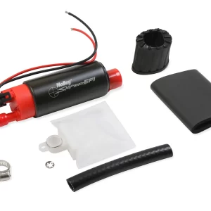 HOLLEY SNIPER EFI 340 LPH E85 IN-TANK ELECTRIC FUEL PUMP Supports up to 700 EFI or 900 Carb HP (@ 60 PSI at 13.5 Volts / 16.9 AMP Draw) Of course there are many variables, estimates are based on gasoline. Individual systems will vary based on fuel system design, regulator type, fuel cell location, etc...  Part #  19-342