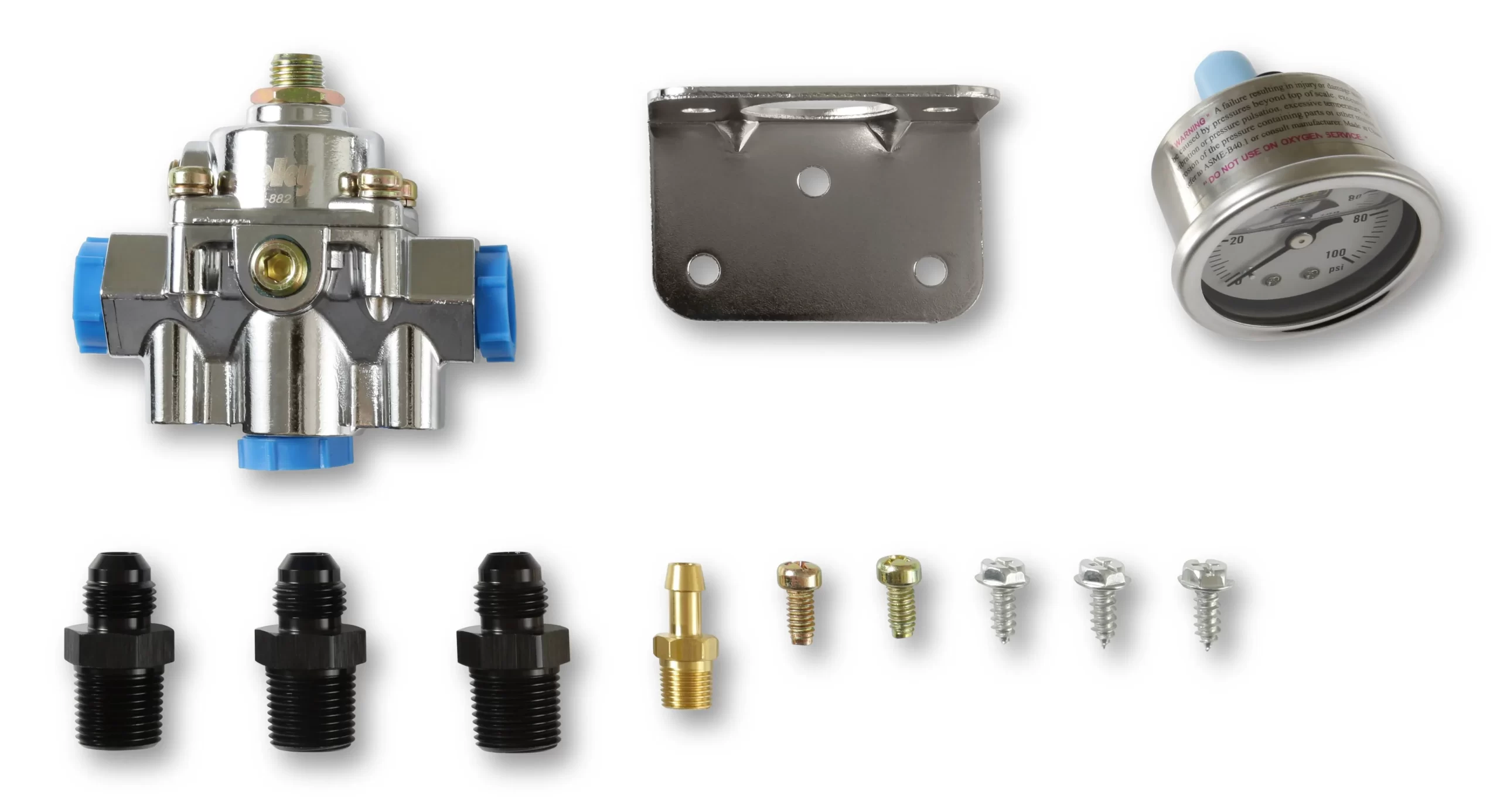 HOLLEY EFI HOLLEY DIE CAST EFI BYPASS FUEL PRESSURE REGULATOR KIT 15-60 Psi - Fittings and Gauge Included Part # 12-882KIT