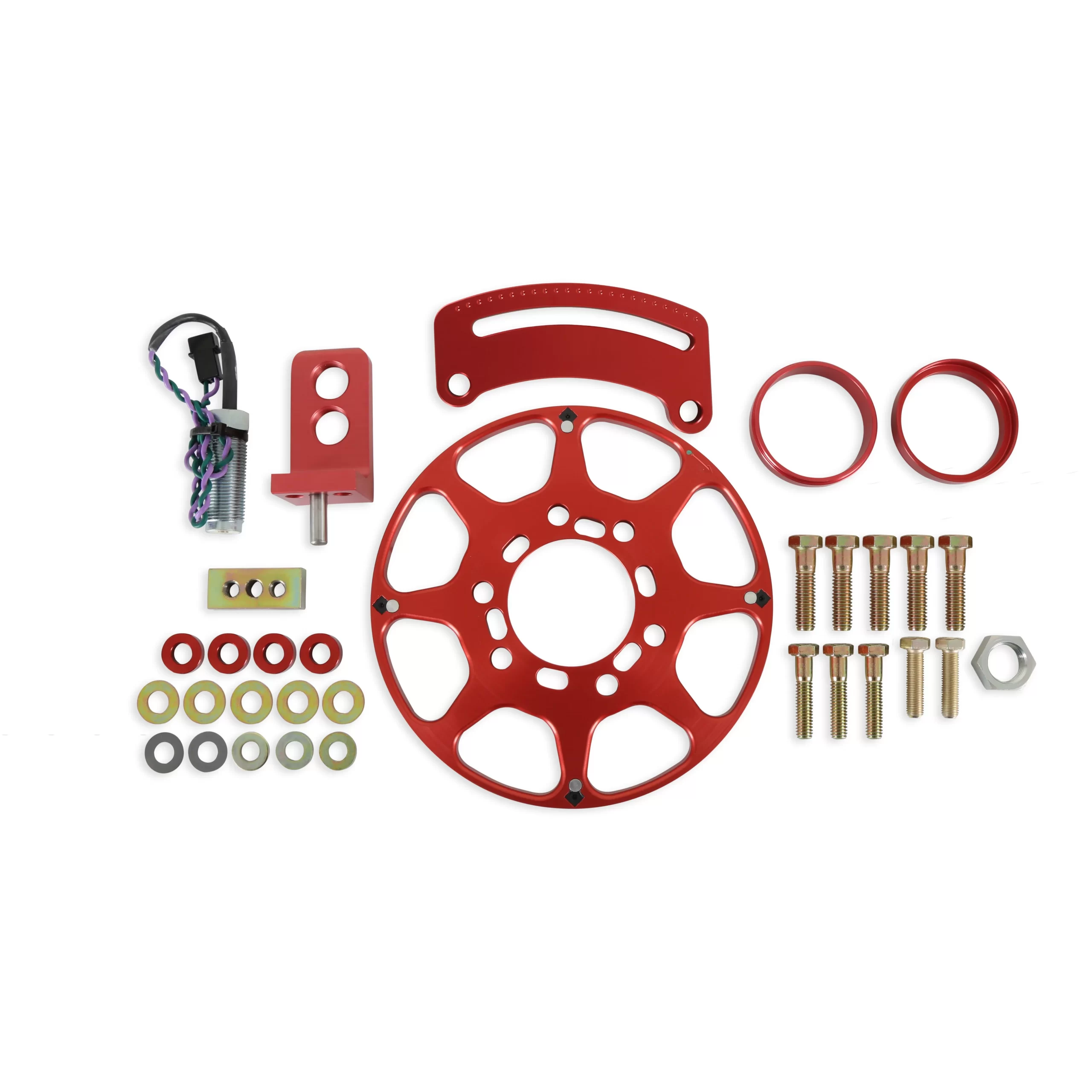 MSD CRANK TRIGGER WHEEL KIT - FLYING MAGNET - CHRYSLER B/RB - 7.25 IN. Big Block Chrysler - Use with MSD 6/7/8 Series Ignition - Red Color - Red Diameter - 7.25" Make - Chrysler Sensor Type - Magnetic Part # 8636