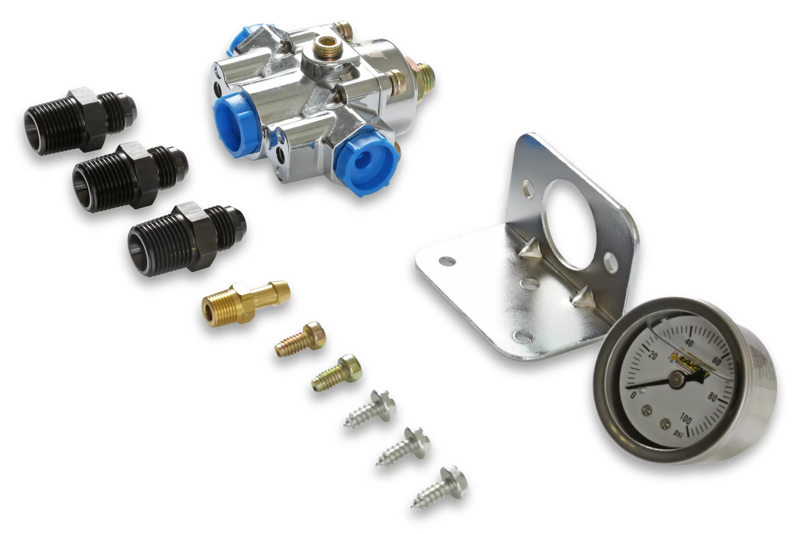 HOLLEY EFI HOLLEY DIE CAST EFI BYPASS FUEL PRESSURE REGULATOR KIT 15-60 Psi - Fittings and Gauge Included Part # 12-882KIT - Image 6