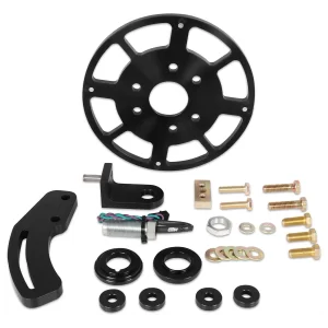 MSD CRANK TRIGGER WHEEL KIT - FLYING MAGNET - SBC - 8 IN. Small Block Chevy - Use with MSD 6/7/8 Series Ignition - Black   Color - Black    Diameter - 8"    Make - Chevrolet    Sensor Type - Magnetic Part #  86153