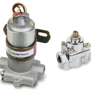 SNIPER 110 GPH FUEL PUMP W/ REGULATOR Sniper fuel pumps are designed for carbureted applications. They come with 3/8" NPT inlets and outlets & a 4 amp maximum draw. Precision performance and great looks at a price that will kill the competition!  Part #  80000101