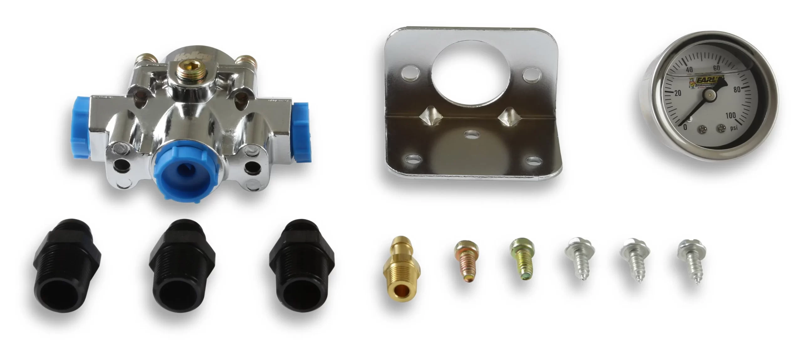 HOLLEY EFI HOLLEY DIE CAST EFI BYPASS FUEL PRESSURE REGULATOR KIT 15-60 Psi - Fittings and Gauge Included Part # 12-882KIT - Image 4