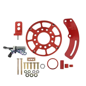 MSD CRANK TRIGGER WHEEL KIT - FLYING MAGNET - BBF - 7.25 IN. Big Block Ford - 429-460ci - Use with MSD 6/7/8 Series Ignition - Red   Color - Red    Diameter - 7.25"    Make - Ford    Sensor Type - Magnetic Part #  8644