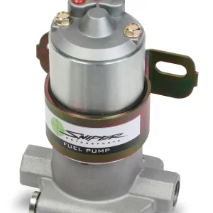 SNIPER 140 GPH FUEL PUMP Sniper fuel pumps are designed for carbureted applications. They come with 3/8" NPT inlets and outlets & a 4 amp maximum draw. Precision performance and great looks at a price that will kill the competition!  Part #  80000102