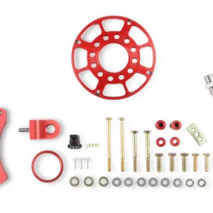 MSD CRANK TRIGGER WHEEL KIT - FLYING MAGNET - HALL EFFECT - SBF - WINDSOR 289/302/351W - 6.562 in. - Crank Trigger Wheel and Hall-Effect Crank Sensor   Color - Red    Diameter - 6.562"    Make - Ford    Sensor Type - Hall Effect Part #  86401