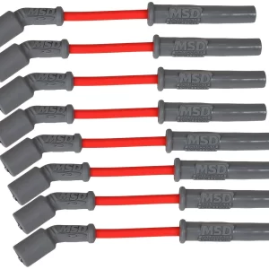 MSD SUPER CONDUCTOR SPARK PLUG WIRE SET, GM LS1, '97-ON, VETTE, CAMARO For use on GM LS1 engines, Corvette, Camaro, '97-On, Red jacket  Part #  32819
