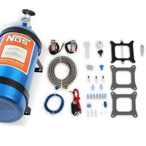 NOS POWERSHOT WET NITROUS SYSTEM FOR 4150 4-BARREL CARBURETOR - BLACK Fits Holley 4150 and Carter AFB (late), Fixed 125 HP, includes Black 10 lb Bottle  Part #  05001BNOS