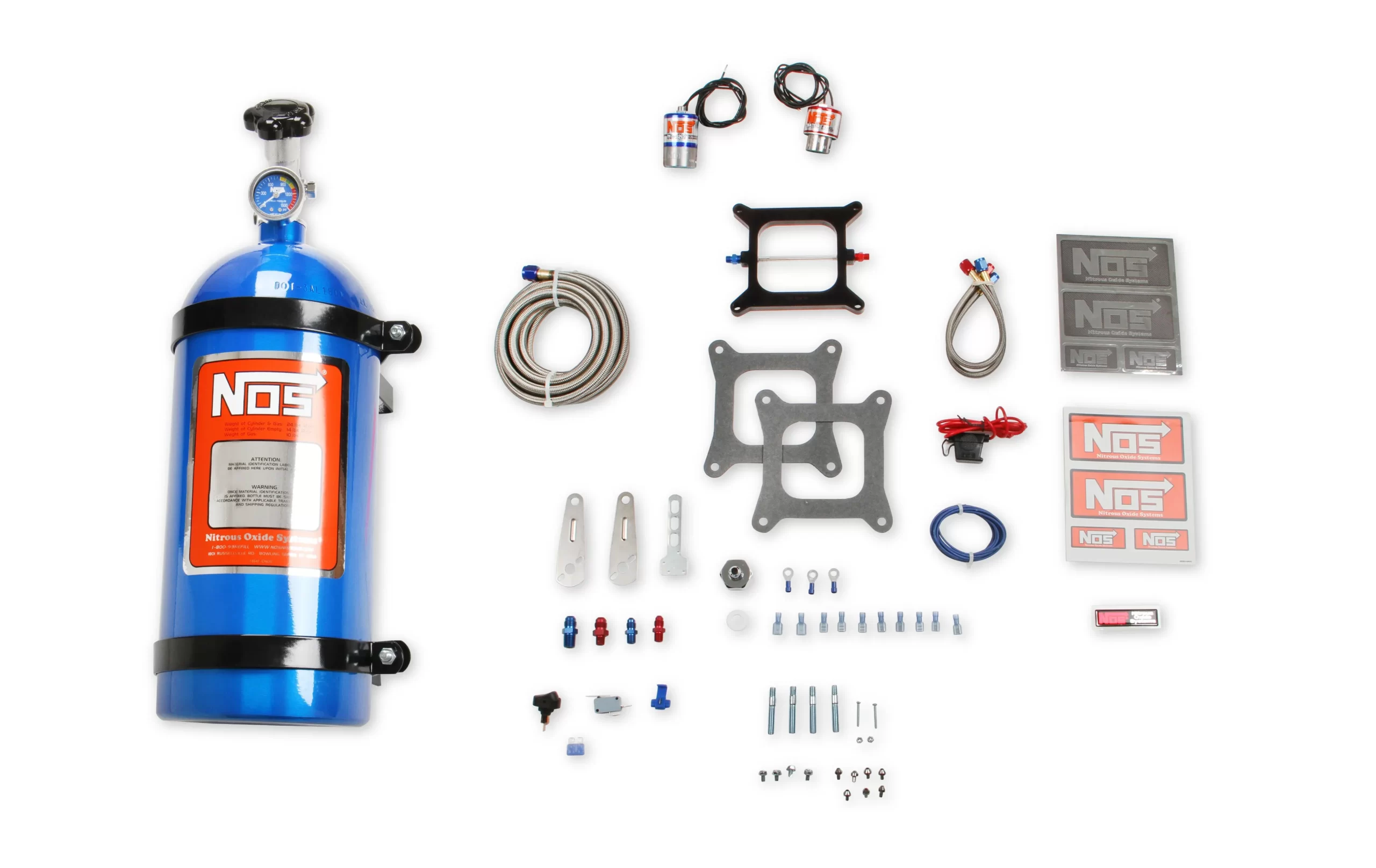 NOS BIG SHOT NITROUS SYSTEM (HOLLEY 4150 FLANGE) Big Shot Nitrous System Holley 4 bbl (Holley 4150 Flange) 190-300 HP with 10 lb bottle Part # 02101NOS