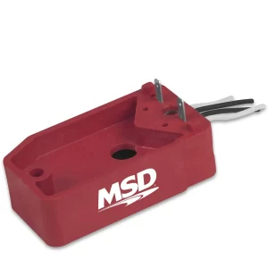MSD IGNITION COIL INTERFACE BLOCK, GM DUAL TOWER STYLE COILS, RED This module goes between the factory GM ignition module and coils.  Part #  8870