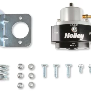 HOLLEY ADJUSTABLE BILLET BY-PASS REGULATOR-6AN KIT Adjustable billet by-pass return style fuel pressure regulator 6AN Kit with Fuel Pressure Gauge and Adapter Fittings Boost Reference - 1:1  Part #  12-880KIT