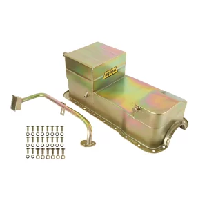 WEIAND OIL PAN KIT- FABRICATED Oil Pan Kit 7QT- Gold Zinc Finish-79/93 Mustang 351W Conversion (Drag Racing)  Part #  5039WND