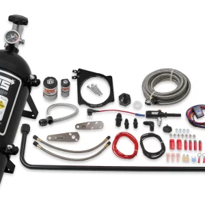 NOS PLATE WET NITROUS SYSTEM - GM 1997-2012 GM LS 102mm or 105mm 4-Bolt Drive-By-Wire Throttle Body. Black system is adjustable up to 250 HP. Includes 10lb bottle, 105mm plate, and all installation items  Part #  05173BNOS