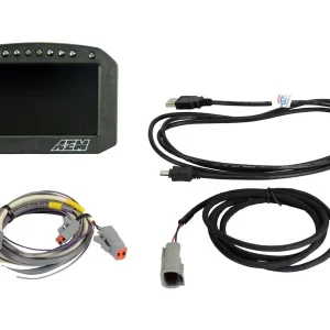 AEM CD-5FLG CARBON LOGGING & GPS-ENABLED FLAT PANEL DIGITAL DASH DISPLAY Flat Panel Digital Dash Display, CD-5FLG logging, GPS enabled racing dash, CAN input only, 5-inch diagonal screen, carbon fiber enclosure, GPS antenna and wiring harness included  Part #  30-5603F