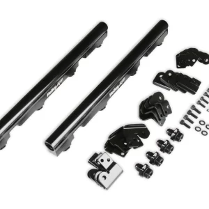HOLLEY EFI BILLET FUEL RAIL KIT FOR LS TRUCK INTAKE Includes billet fuel rails, brackets, (4) -6 to 3/4-16 O-ring adapters, and mounting hardware.  Part #  534-244