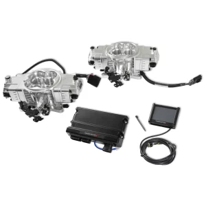 HOLLEY EFI TERMINATOR X STEALTH 4150 2X4 - SHINY 8 Injectors - 800-1500 HP  Ignition Type Universal Inlet / Outlet Size 6AN Max Horsepower Rating 1500+ Transmission N/A Finish Shiny Part #  550-1074